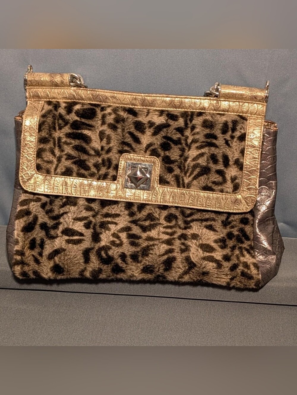 Adrienne Landau Leopard & Croc Satchel